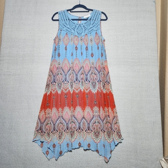 Studio Jpr Dresses & Skirts - Studio JPR Sleeveless Crochet Top Blue Midi Dress Medium Lined